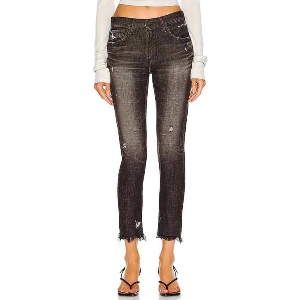 MOUSSY VINTAGE Diana Skinny Jeans Women 25 Black Distress Japanese Selvage Denim